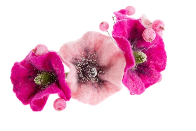 Beautiful flower Malva souvenir made of wool