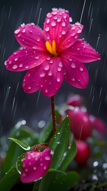 Beautiful flower in the rain natural wallpaper background