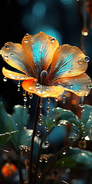 Beautiful flower in the rain