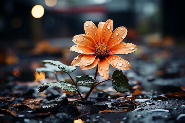 a beautiful flower in the rain