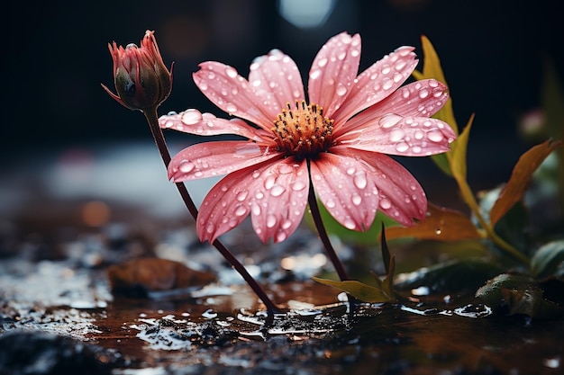 雨の中の美しい花