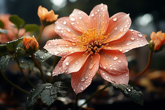 a beautiful flower in the rain