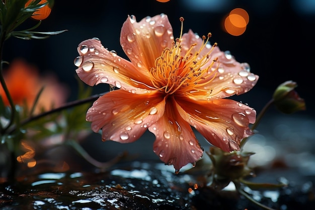 a beautiful flower in the rain