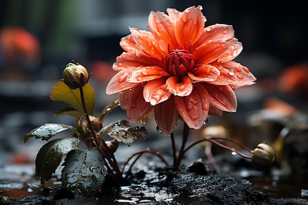 雨の中の美しい花