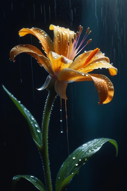 A beautiful flower in the rain