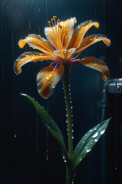 A beautiful flower in the rain