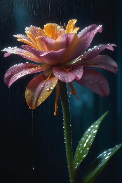 雨の中の美しい花