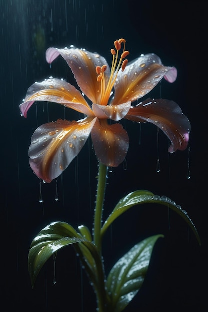 A beautiful flower in the rain