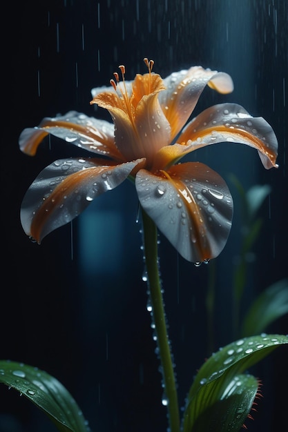 A beautiful flower in the rain