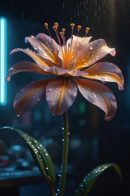 A beautiful flower in the rain