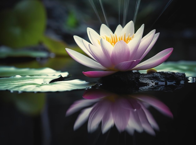 Beautiful Flower or Water Lily Floating on water Generative Ai