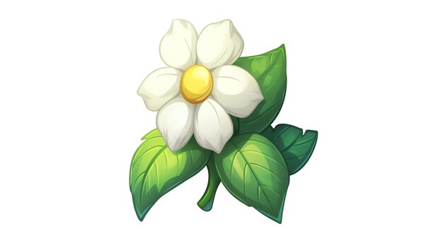 A beautiful flower with white petals and a yellow center The flower is surrounded by green leaves