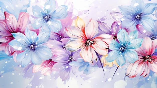 Beautiful flowers Abstract floral design in pastel