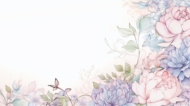 Beautiful flowers Abstract floral design in pastel