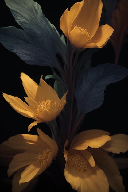 beautiful flowers on a black background