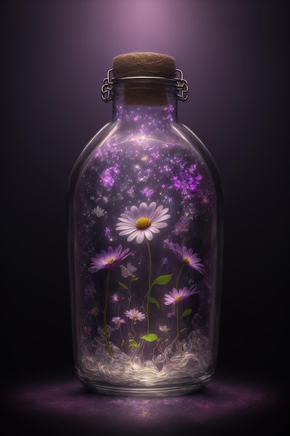 Beautiful Flowers in the bottle oils and essences of fresh AI technology
