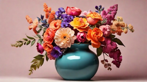Beautiful flowers bouquet with elegant vase