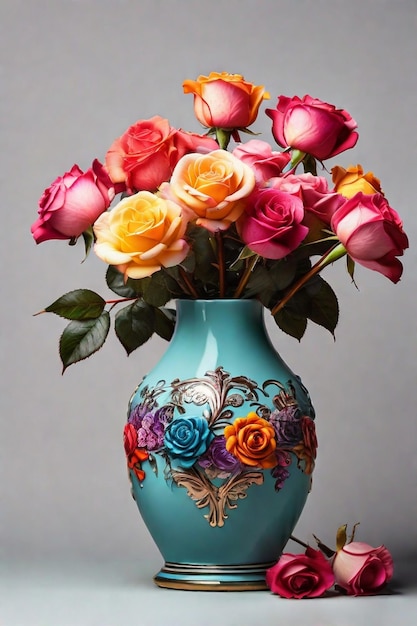 Beautiful flowers bouquet with stunning vase