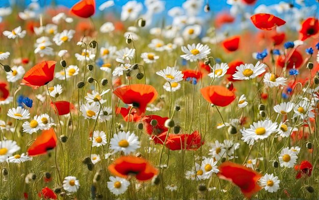 Beautiful flowers in the field in the form of a background