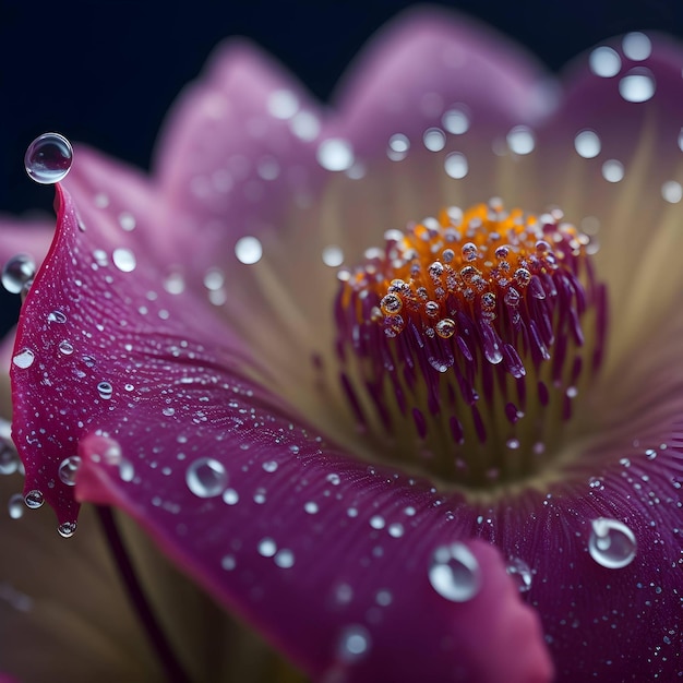 beautiful flowers having dew drops of water on their surface