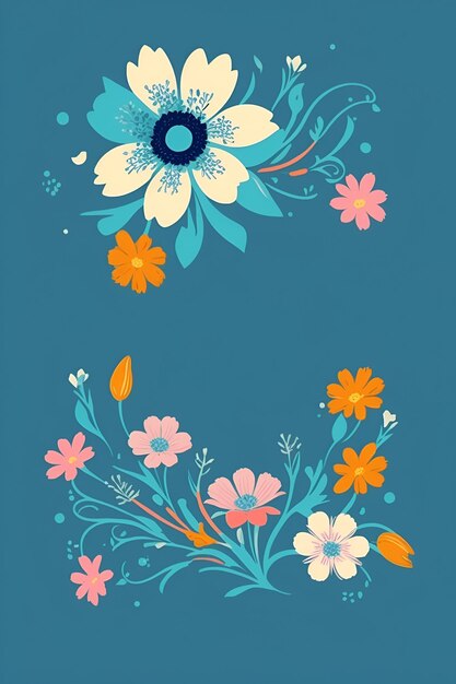 Foto bella illustrazione di fiori composizione verticale in tono blu