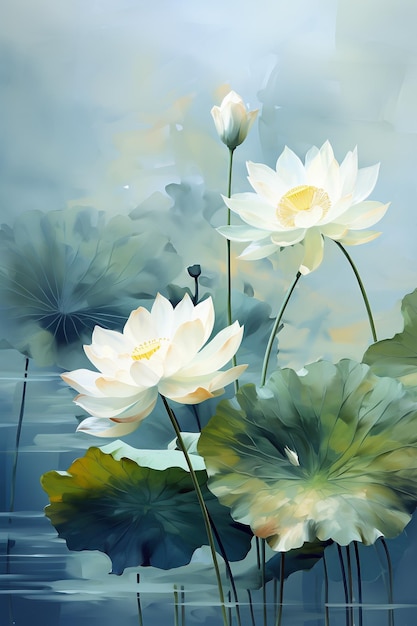 A beautiful flowers and leaves lotus background