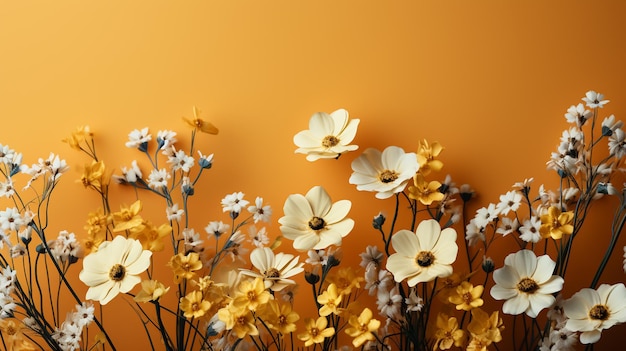 Фото Красивые цветы на оранжевом фоне