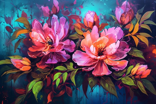 Foto bellissimi fiori pittura arte ai generativa