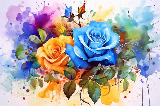 Beautiful Flowers Painting Art Ai generative