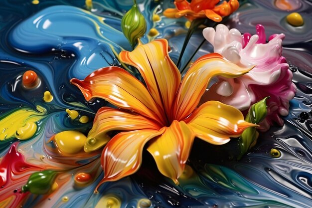 Foto bellissimi fiori pittura arte ai generativa