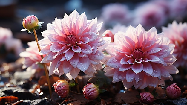 Beautiful flowers Pink Dhalia are blooming