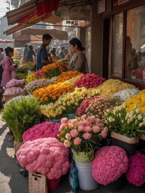 Beautiful flowers for sale at the market