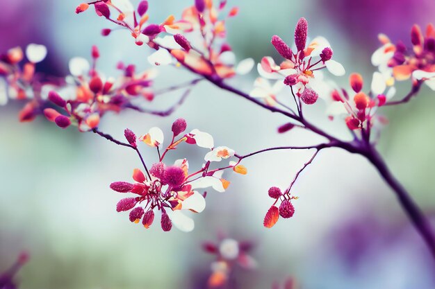 Beautiful flowers spring flowering trees on blurred background