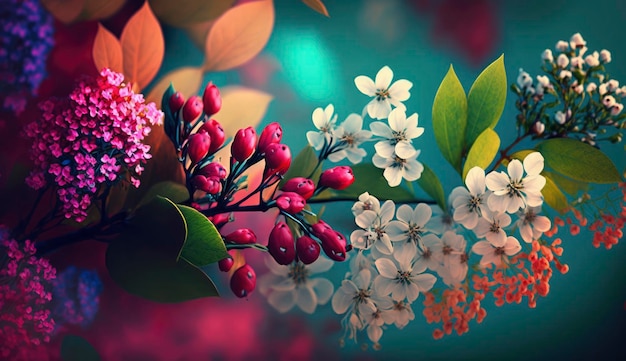 Beautiful flowers in spring Generative AI