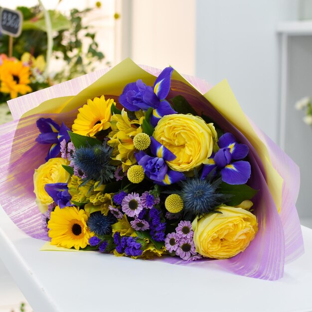 Beautiful flowers on the table Flower salon Womens day flower delivery