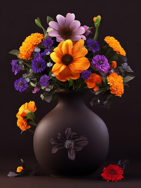 Beautiful flowers in vase Flower Vase Wallpaper Generative Ai