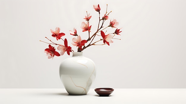 Beautiful flowers vase isolated on white background