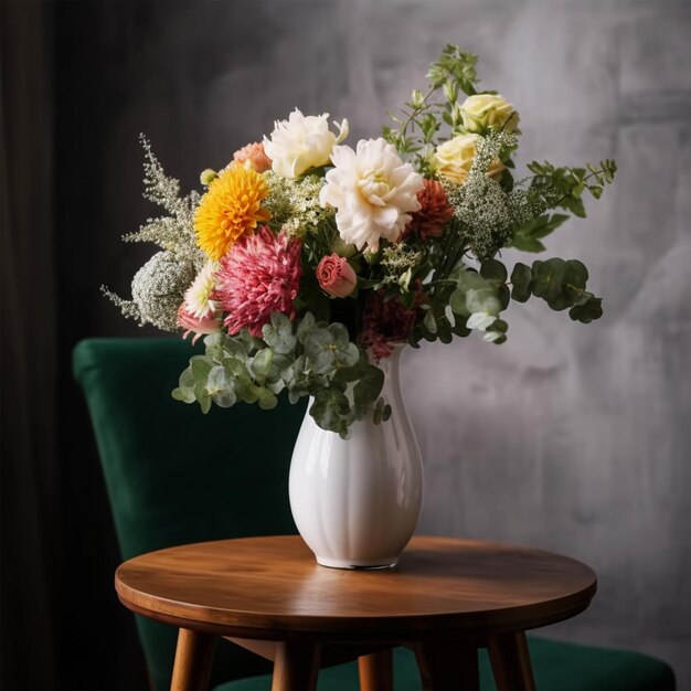 Beautiful Flowers In Vase On Table