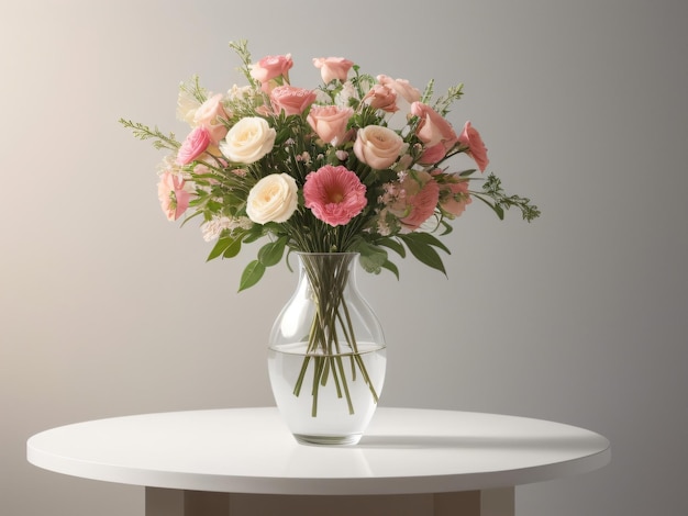 テーブルの上の花瓶に美しい花