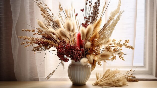 Foto bellissimi fiori in vaso su sfondo di legno