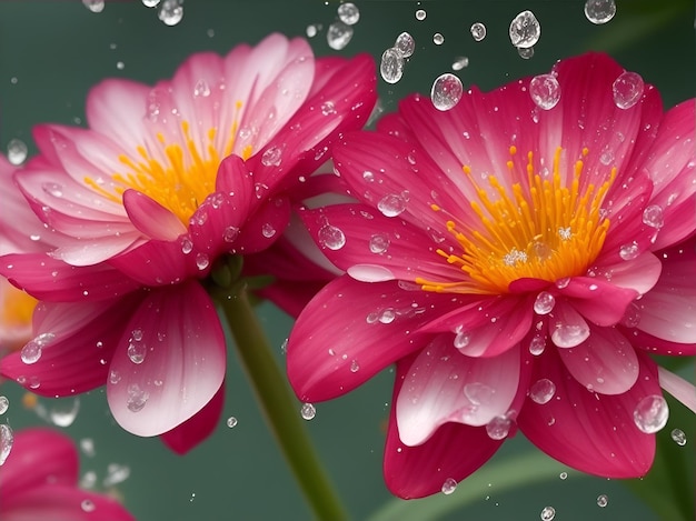 Фото Красивые цветы с каплями воды