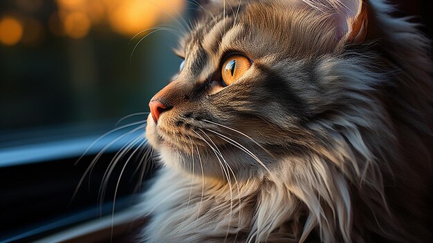 beautiful fluffy cat close up