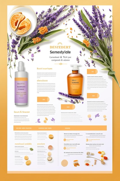 Beautiful flyer to present a store that sells products body care soap cream oil Generative AI