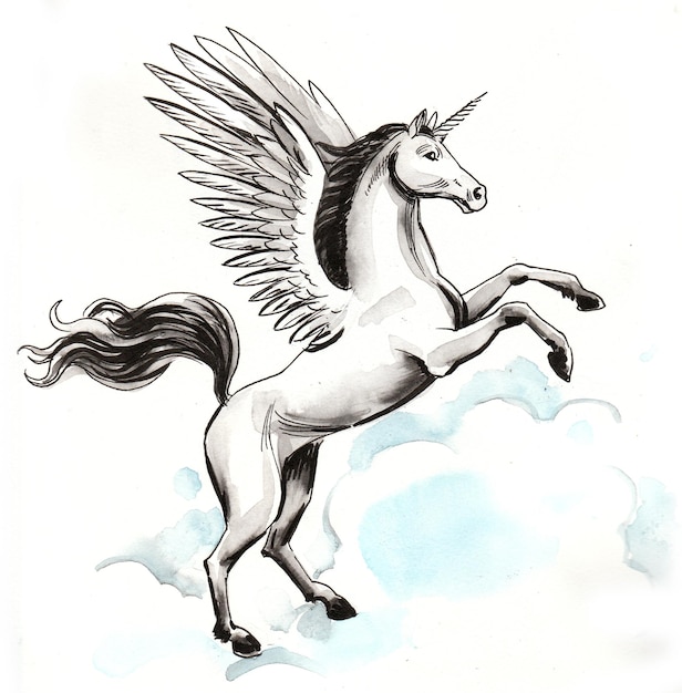 Flying Unicorn Coloring Page for Kids  Stock Illustration 86432089   PIXTA