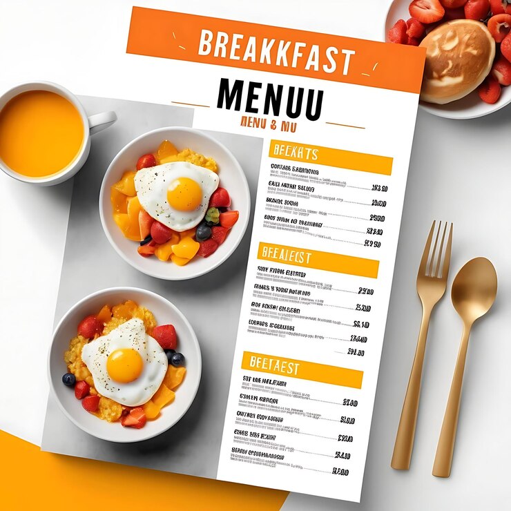 Photo beautiful food menu design template with background