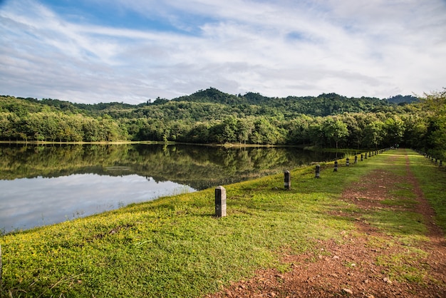 Beautiful forest lake in the morning.Thailand