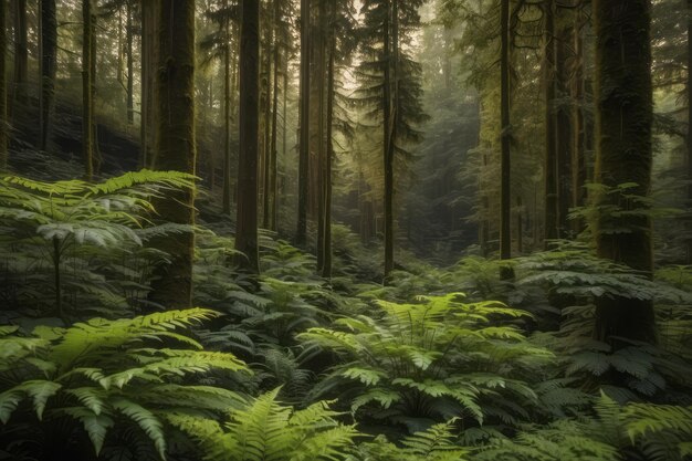 Foto bellissimo paesaggio forestale che raffigura il deserto lussureggiante con una flora vibrante