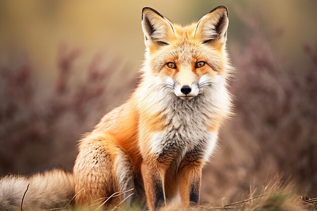 Beautiful fox in the forest closeup with space for text