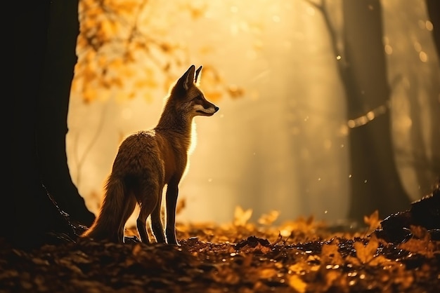 A beautiful fox in a forest