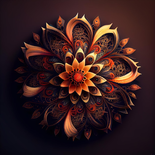 Beautiful fractal flower on black background Digital artwork for creative graphic design